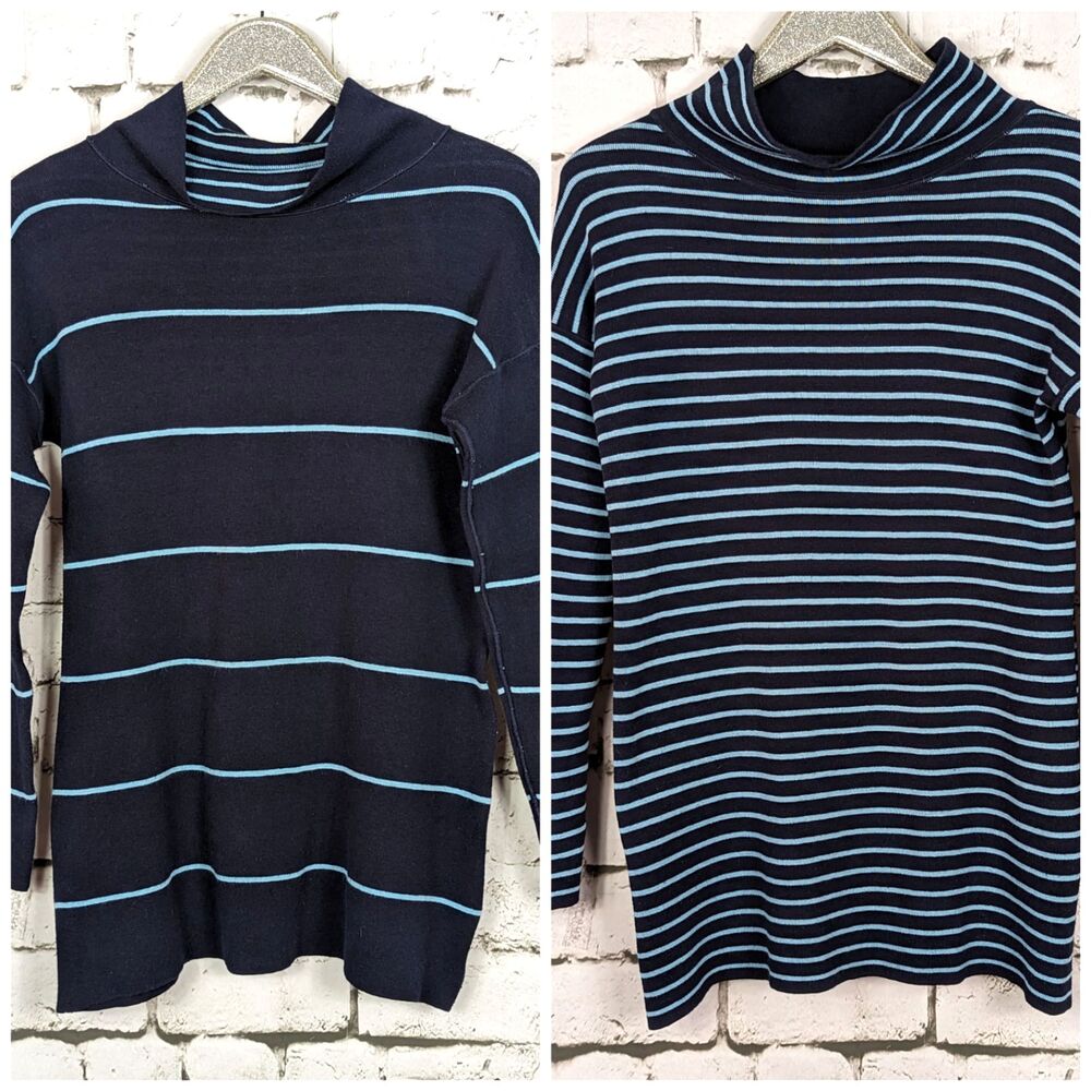 J. JILL Reversible Striped Knit Cowl Sweater Preppy Nautical Versatile Small